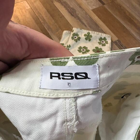 Floral print white Jeans | Boot Cut Pants | Hipster | Denim Artsy | Hippie - Picture 3 of 7